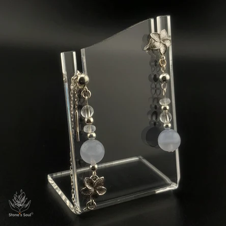 Серьги из натуральных камней: Прозрачный кварц, Голубой агат (сапфирин), Лунный камень