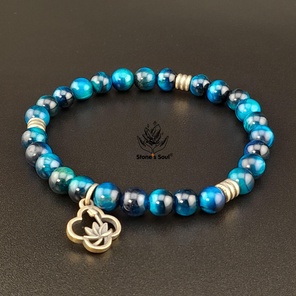 Браслет из натуральных камней: синий тигровый глаз (тонированный)