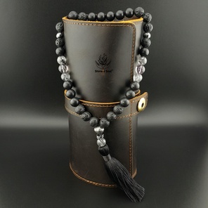 Чётки из натуральных камней: шунгит, лава вулканическая, турмалиновый кварц, аметрин