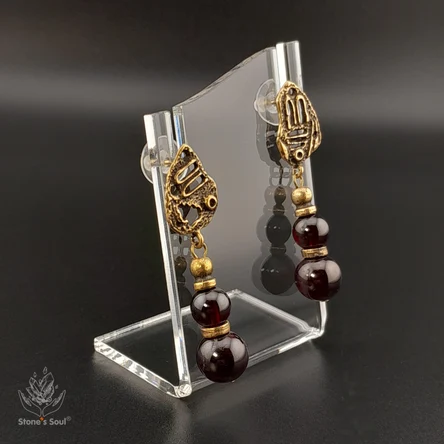 Серьги из натуральных камней: гранат альмандин