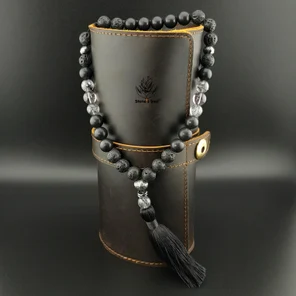 Чётки из натуральных камней: шунгит, лава вулканическая, турмалиновый кварц, аметрин