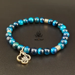 Браслет из натуральных камней: синий тигровый глаз (тонированный)